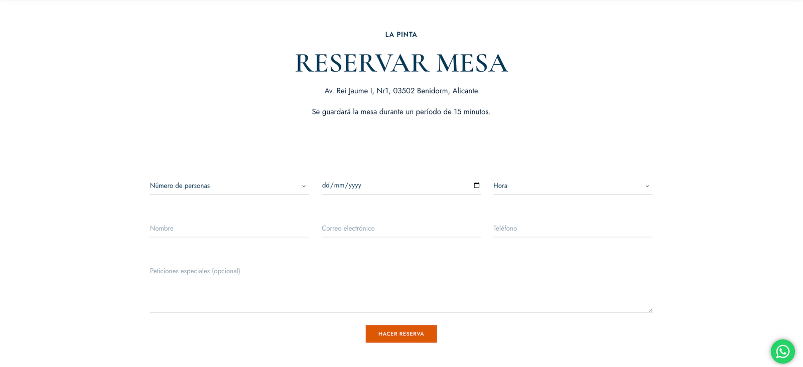 Reservar Mesa La Pinta