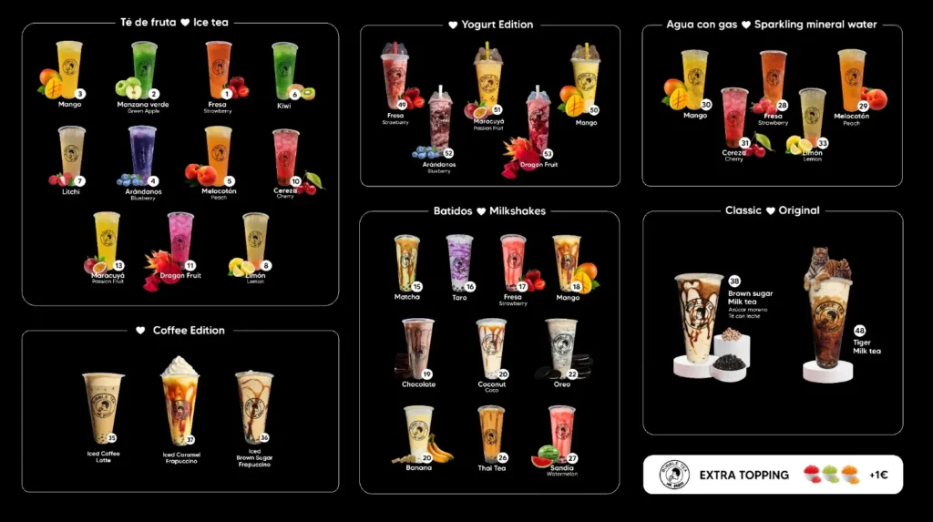 Bubble Tea rediseño de menú